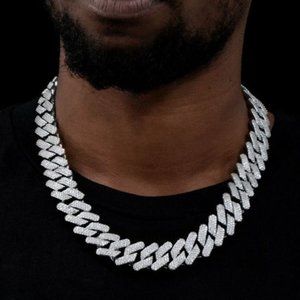 20" Mens 5ct Diamond 18K White Gold Chain Necklace Guys Jewelry 5 ct 18 Karat